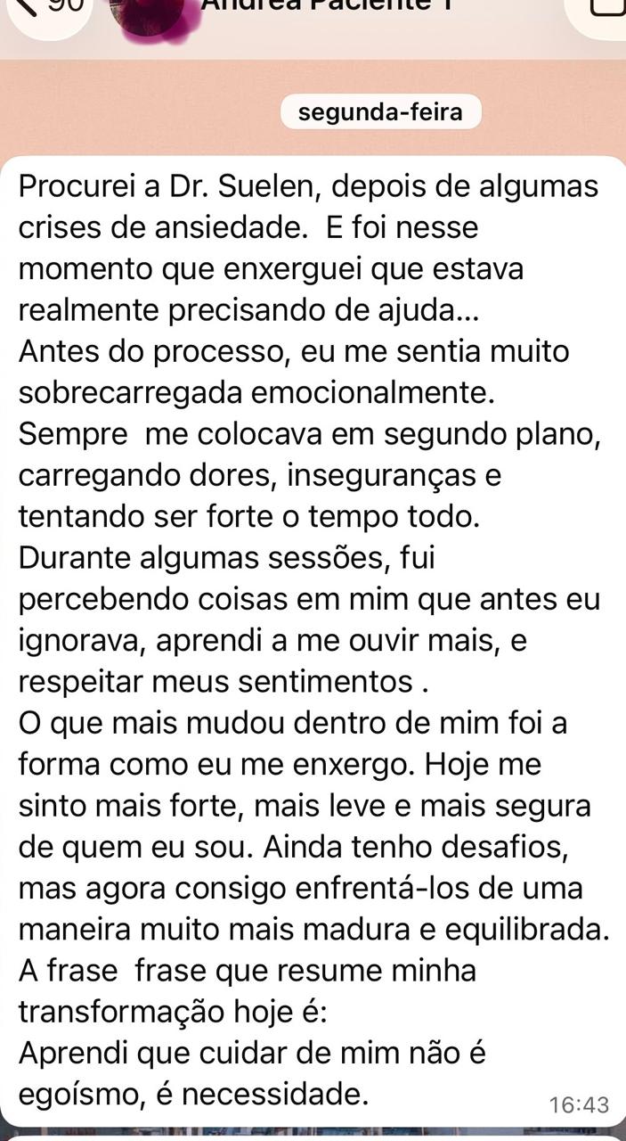 Captura da mensagem original enviada por Andrea