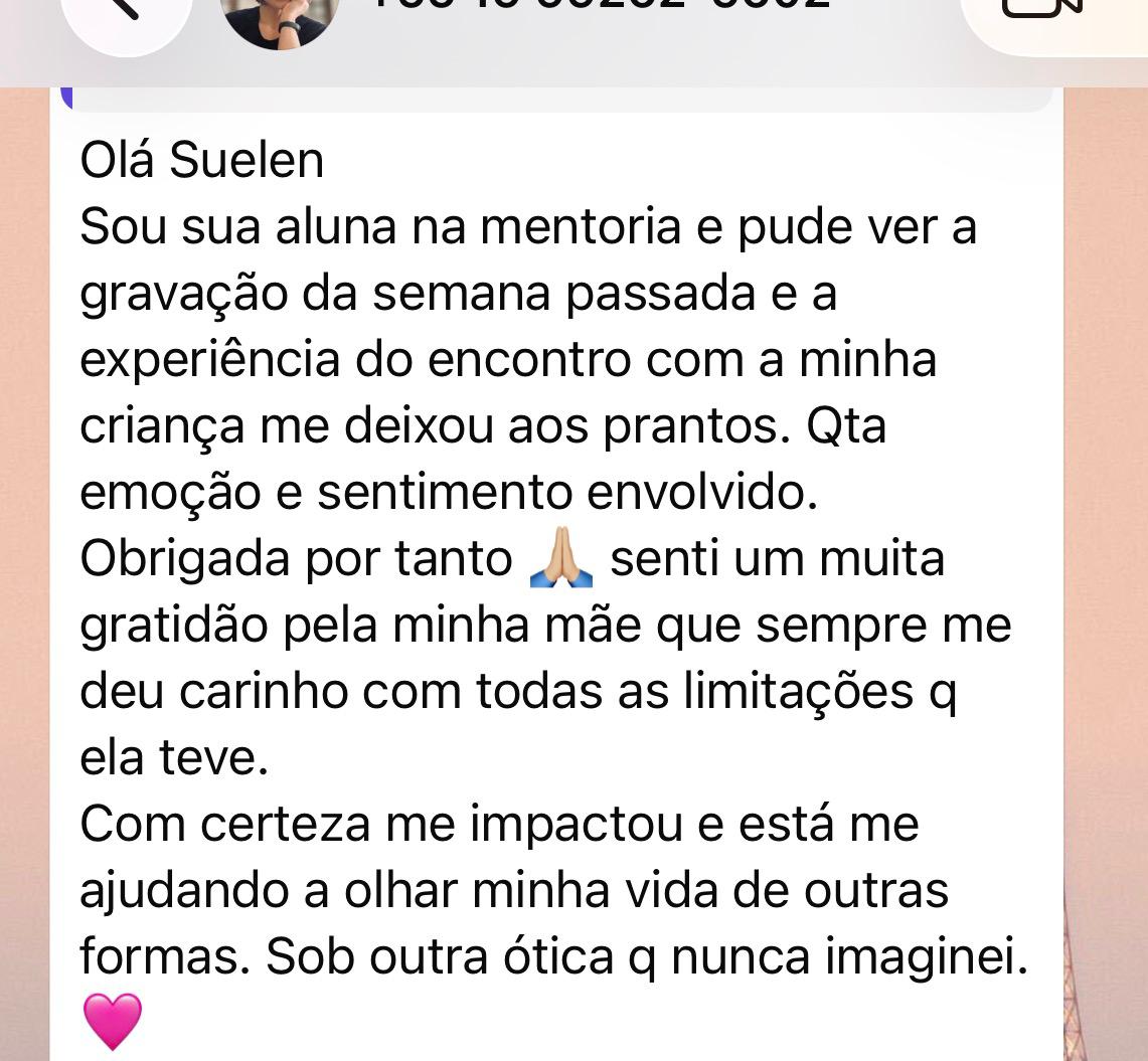 Captura da mensagem original enviada por Aluna da mentoria