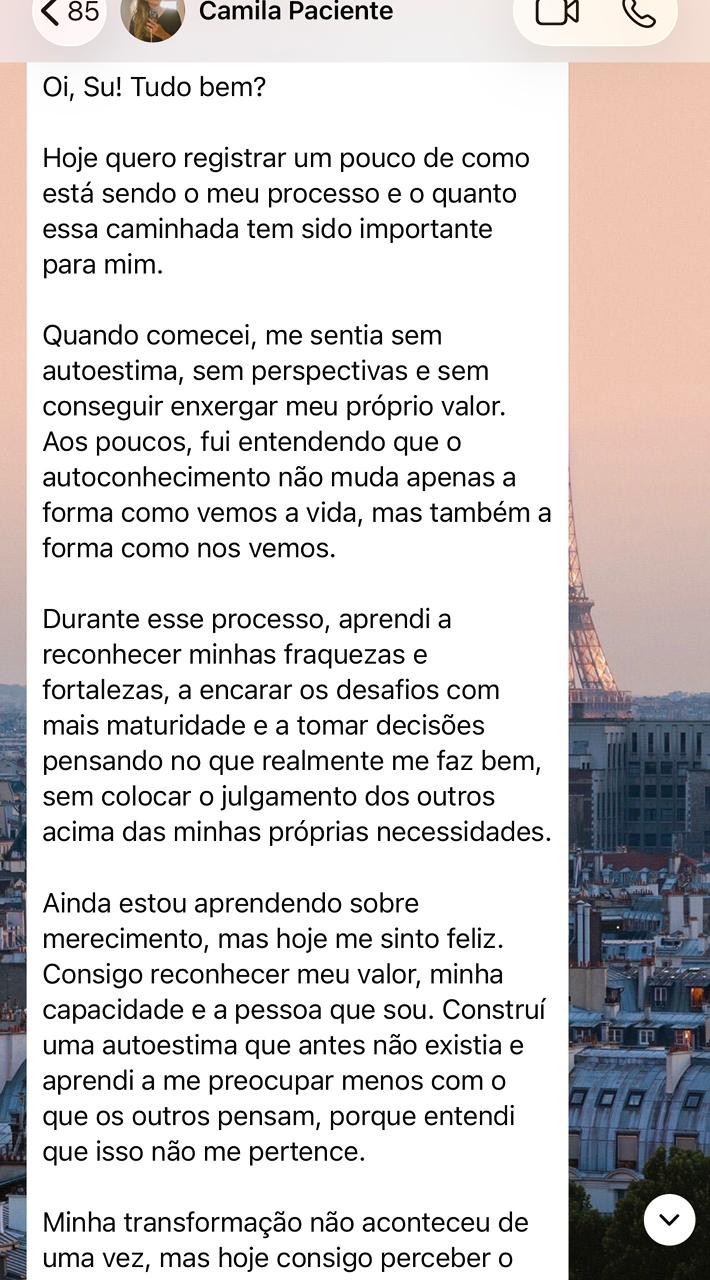 Captura da mensagem original enviada por Camila