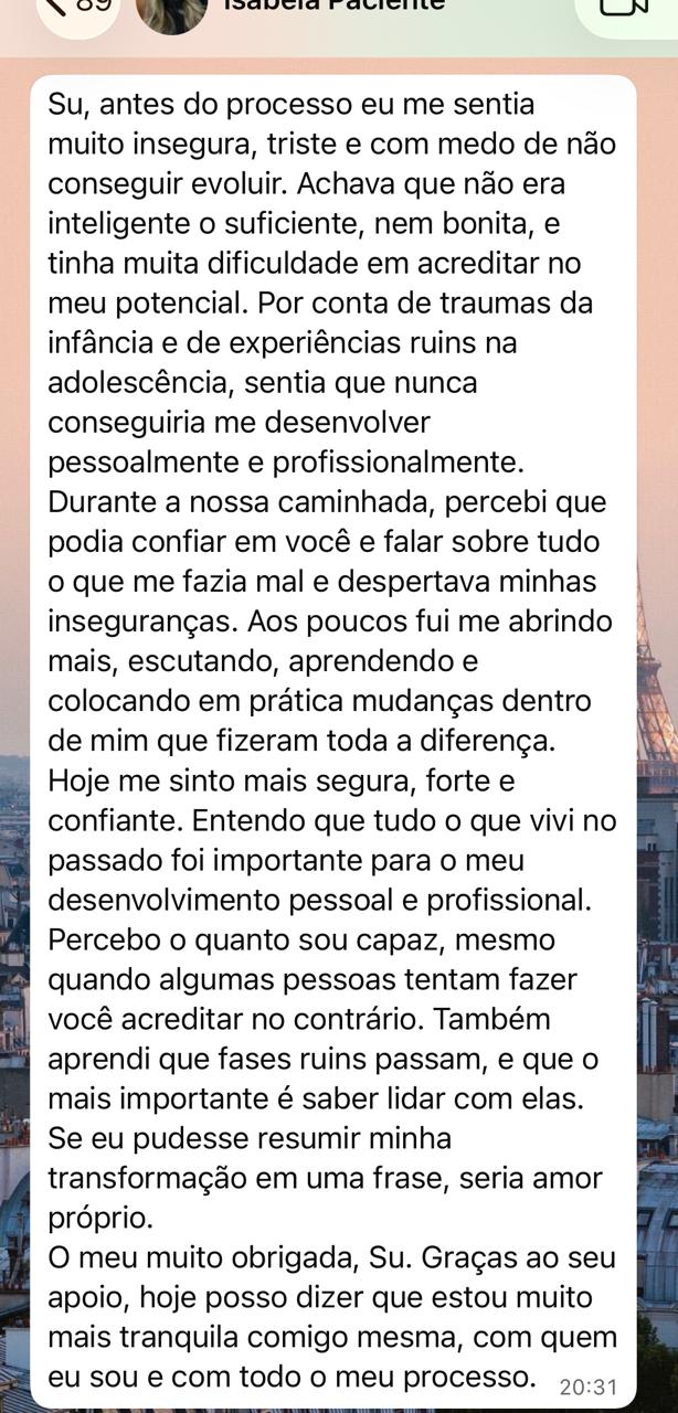 Captura da mensagem original enviada por Isabela