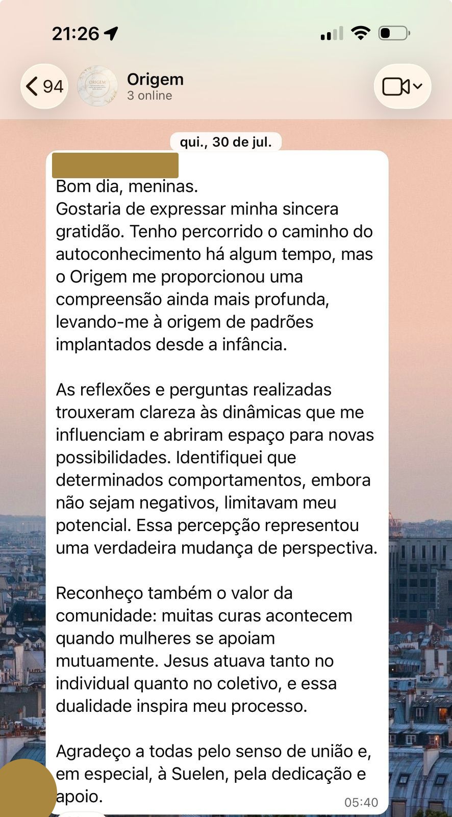 Relato sobre autoconhecimento, comunidade e novas possibilidades