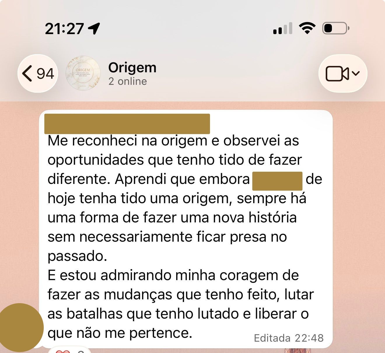 Relato sobre coragem, mudança e construção de uma nova história