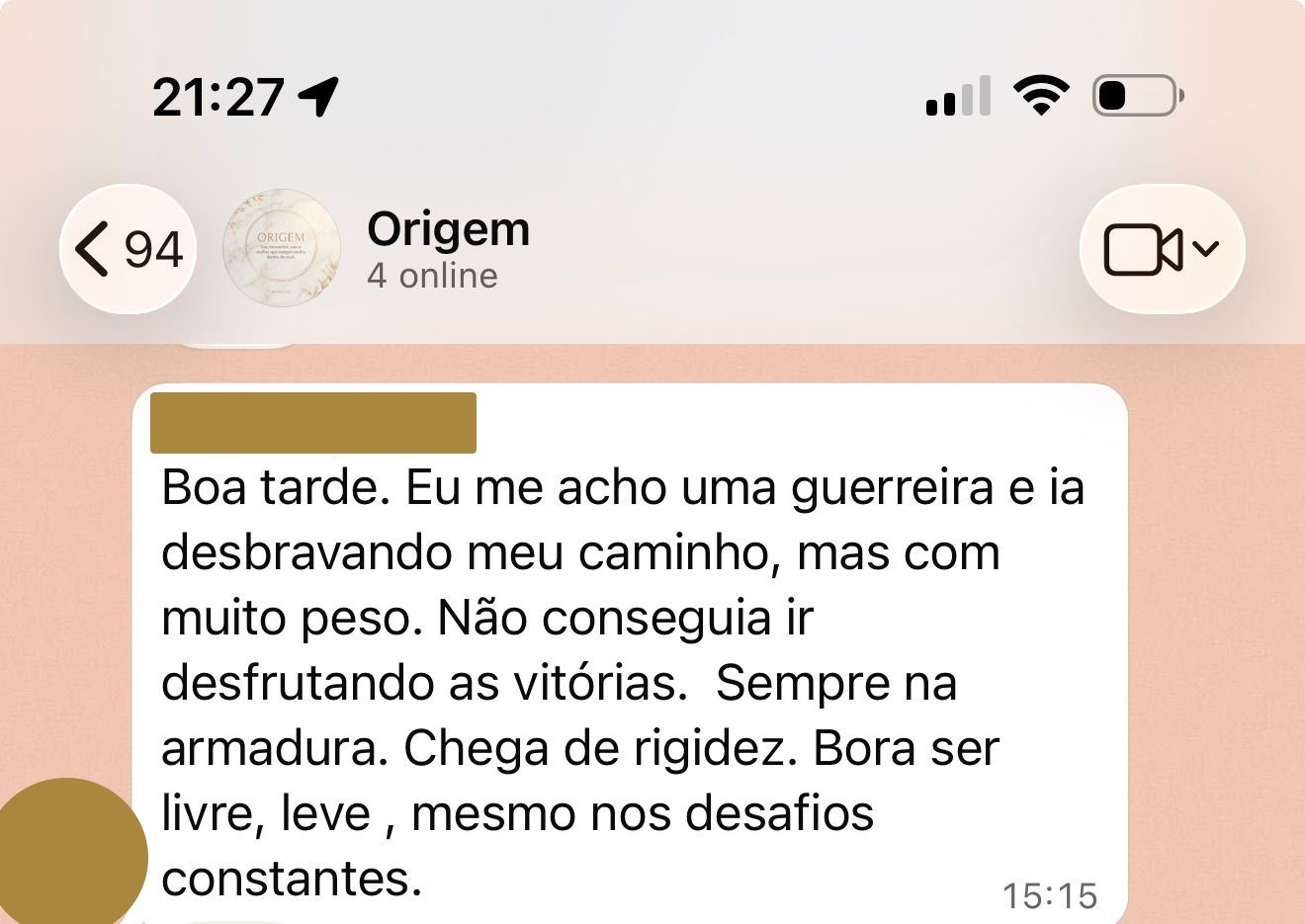 Relato sobre viver com mais leveza e menos rigidez