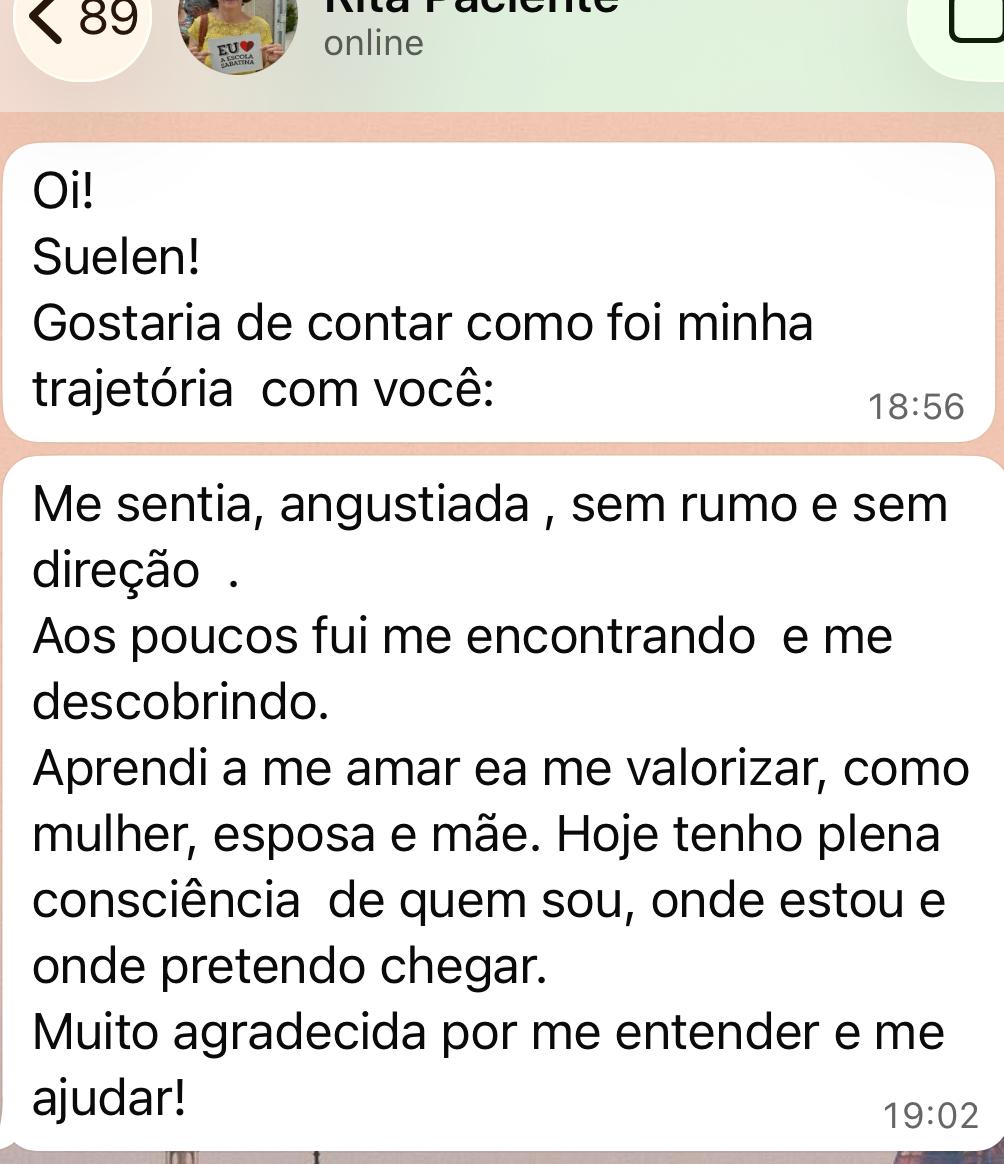 Captura da mensagem original enviada por Rita