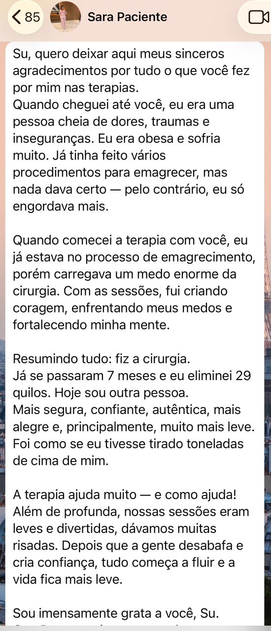 Captura da mensagem original enviada por Sara